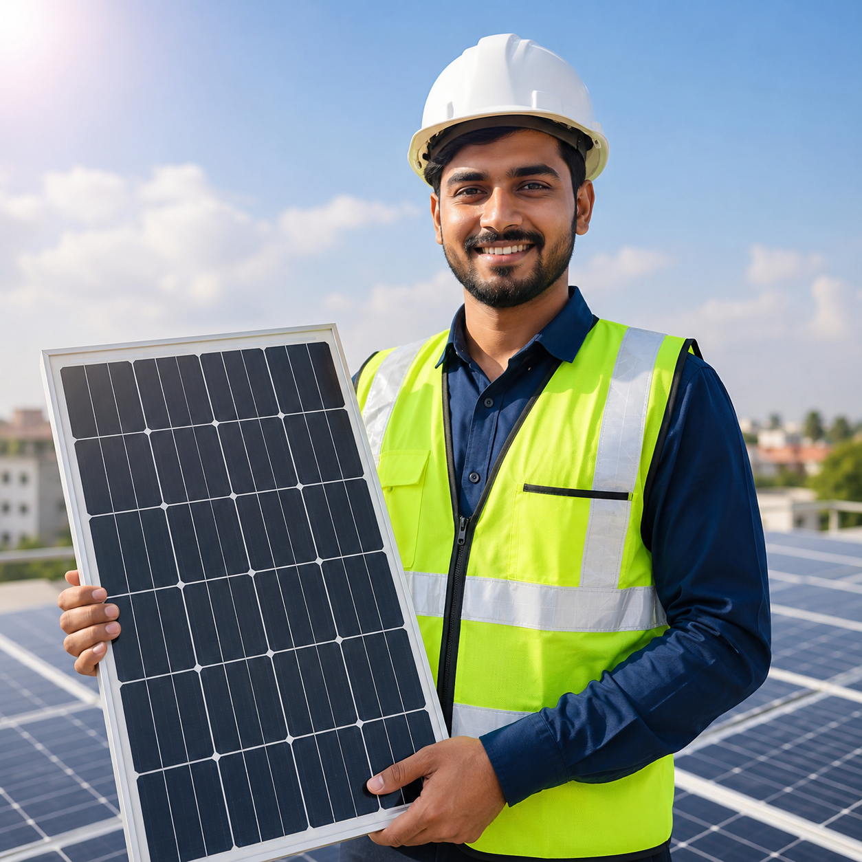 Rooftop solar installation by Solar Harvest India